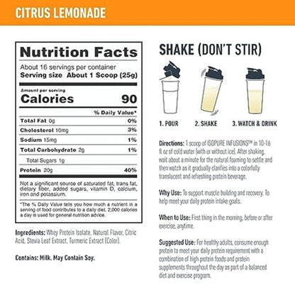 Isopure Protein Powder, Clear Whey Isolate Protein, Post Workout Recovery Drink Mix IsopureBuy Supplements Australia