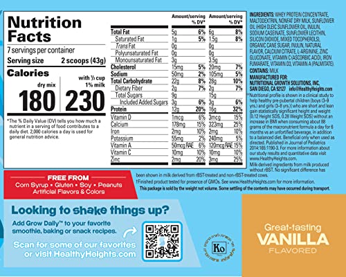 Grow Daily 3+ Shake Mix 7-serving Canister by Healthy Heights - Protein Powder (Vanilla) Healthy HeightBuy Supplements Australia
