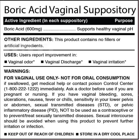 N'More Boric Acid Vaginal Suppositories- 100% Pure - Made in USA- Boricfem Vaginal Health Supplement N'MoreBuy Supplements Australia