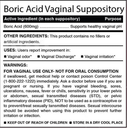 N'More Boric Acid Vaginal Suppositories- 100% Pure - Made in USA- Boricfem Vaginal Health Supplement N'MoreBuy Supplements Australia