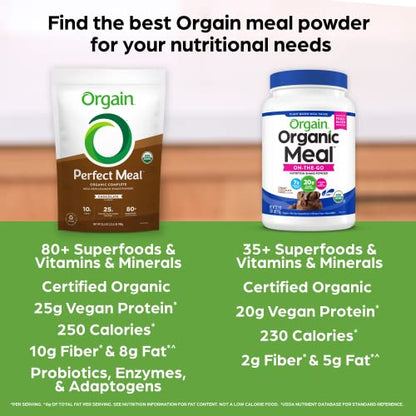 Orgain Organic Perfect Meal Replacement Protein Powder, Chocolate - 25g Plant Based OrgainBuy Supplements Australia