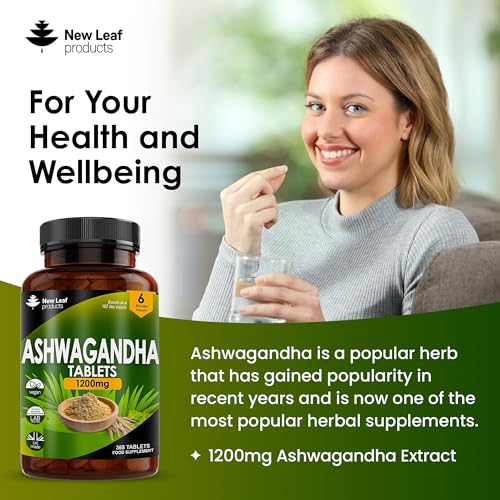 Ashwagandha 1200mg - 365 Vegan Tablets Pure High Strength Ashwagandha Root NEW LEAF PRODUCTSBuy Supplements Australia
