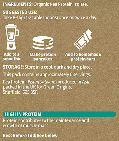 Green Origins Organic Pea Protein Powder 100g Green OriginsBuy Supplements Australia
