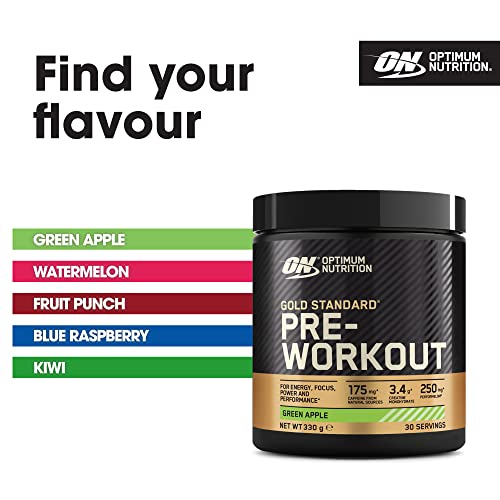 Optimum Nutrition Gold Standard Pre Workout Green Apple Flavoured Powder, 330g Optimum NutritionBuy Supplements Australia
