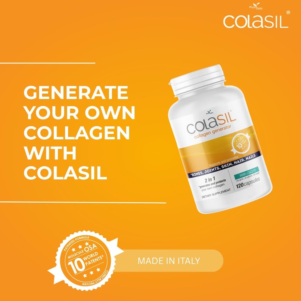 Colasil Collagen Booster Capsules – Organic Silica (OSA) + Hydrolyzed Collagen Generator for Hair, Skin, Nails, Bones & Joints – High Absorption, Non-GMO, Allergen-Free, 120 Capsules (60-Day Supply) ColasilBuy Supplements Australia