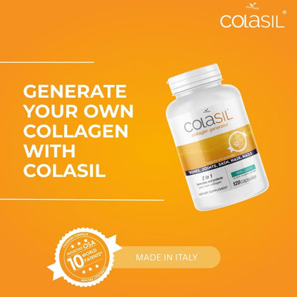 Colasil Collagen Booster Capsules – Organic Silica (OSA) + Hydrolyzed Collagen Generator for Hair, Skin, Nails, Bones & Joints – High Absorption, Non-GMO, Allergen-Free, 120 Capsules (60-Day Supply) ColasilBuy Supplements Australia