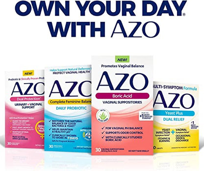 AZO Boric Acid Vaginal Suppositories (30 Count) + Complete Feminine Balance Daily Probiotics for Women AZOBuy Supplements Australia