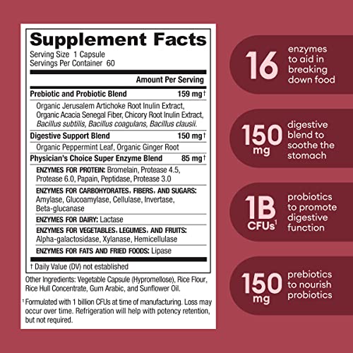 Physician's CHOICE Digestive Enzymes - Multi Enzymes, Organic Prebiotics & Probiotics Physician's CHOICEBuy Supplements Australia