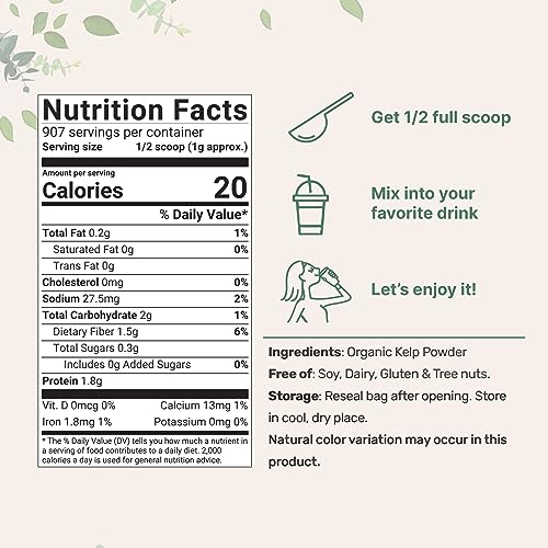 Organic Kelp Powder Supplement, 2lbs | Sustainably US Grown, Raw Ascophyllum Nodosum Micro IngredientsBuy Supplements Australia
