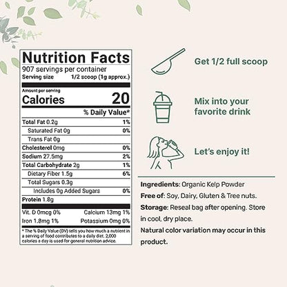 Organic Kelp Powder Supplement, 2lbs | Sustainably US Grown, Raw Ascophyllum Nodosum Micro IngredientsBuy Supplements Australia