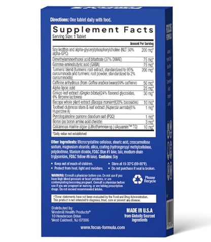 Focus Formula Nootropic Brain Supplement, Focus Capsules for Concentration, Supports Energy, Brain Booster with GABA, DMAE, and BACOPA, Memory Support Supplement, Cognitive Support, 60 Veggie Tablets Focus FormulaBuy Supplements Australia