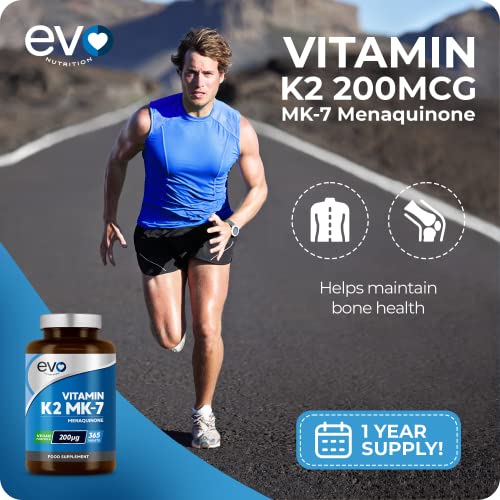EVO NUTRITION Vitamin K2 MK-7 200mcg | 365 Vegetarian and Vegan Tablets EVO NUTRITIONBuy Supplements Australia