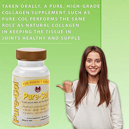 Pure-COL Collagen 90 Capsules 400mg Bio-Active Matrix High Strength Collagen Tablets The Perfect RangeBuy Supplements Australia