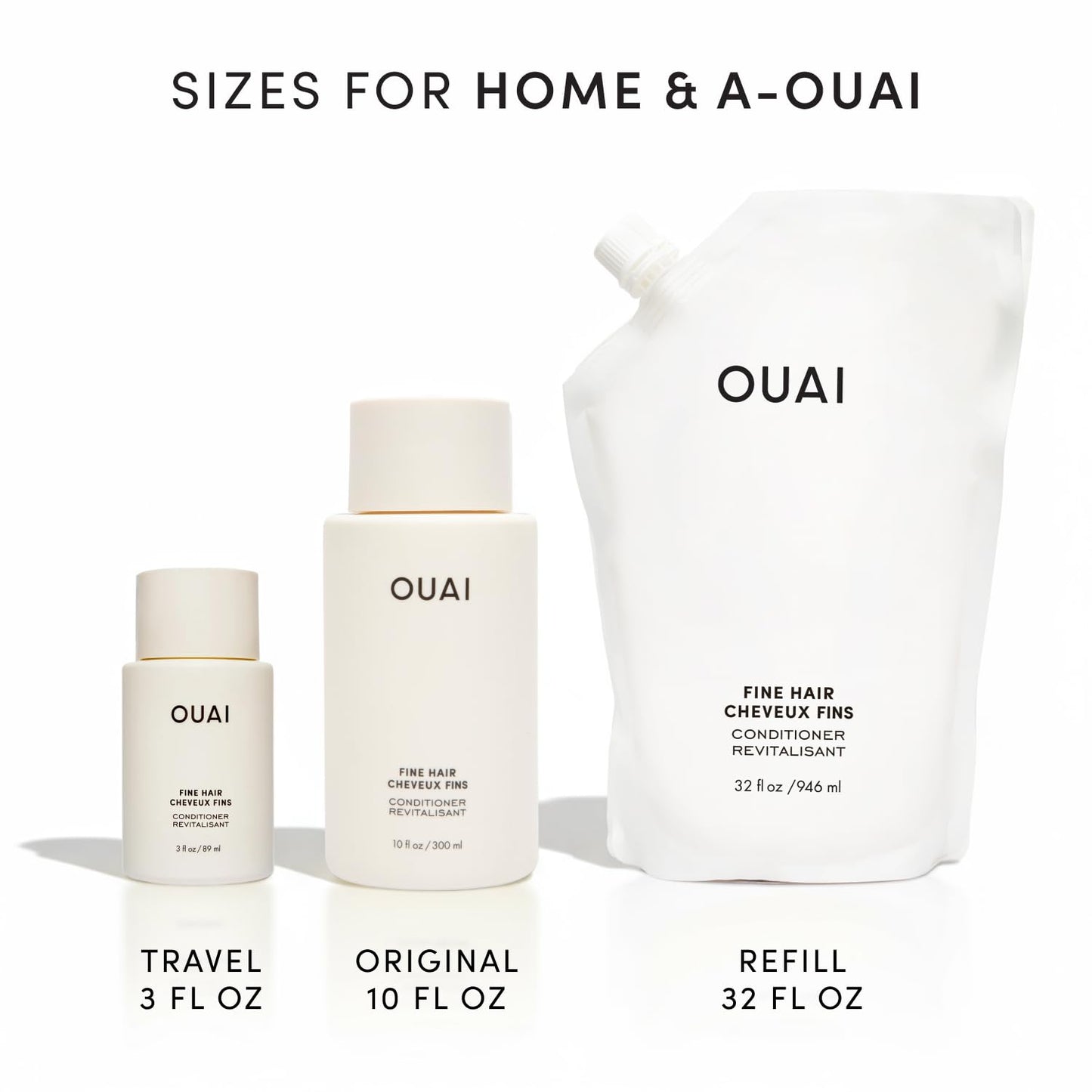 OUAI Fine Hair Conditioner Refill - Volumizing Conditioner Made with Keratin, Biotin and Chia Seed Oil - Adds Softness, Bounce and Volume - Free from Parabens, Sulfates, and Phthalates (32 Oz) OUAIBuy Supplements Australia