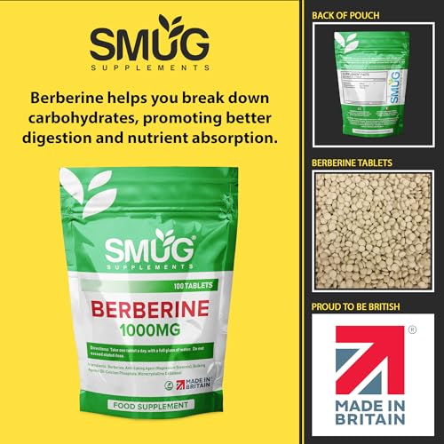 SMUG Supplements Berberine Tablets - 100 High Strength 1000mg Pills - Can Promote SMUG SupplementsBuy Supplements Australia