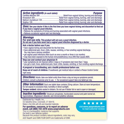 AZO Yeast Plus Dual Relief Tablets, Yeast Infection and Vaginal Symptom Relief, Relieves Itching & Burning AZOBuy Supplements Australia