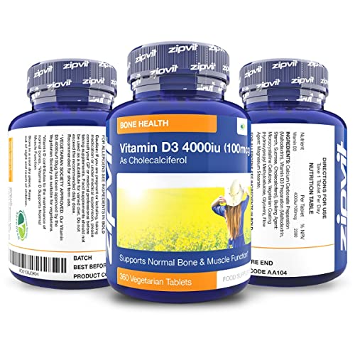Vitamin D 4000iu 360 Micro Tablets. Vegetarian Society Approved. 12 Months Supply ZipvitBuy Supplements Australia