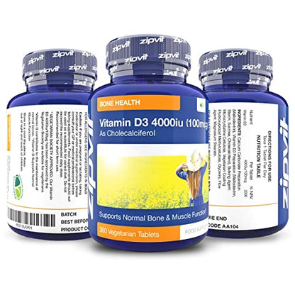 Vitamin D 4000iu 360 Micro Tablets. Vegetarian Society Approved. 12 Months Supply ZipvitBuy Supplements Australia