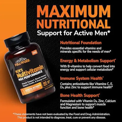 21st Century Full Fuel 365 Active Men’s Multivitamin, 120 Tablets, Daily Vitamins and Minerals for Energy, Muscle Support, Immune Health, No Gluten 21st Century