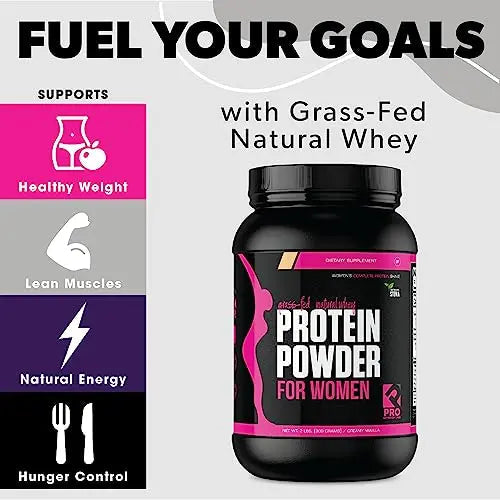 Whey Protein Powder for Women - Supports Lean Muscle - Low Carb - Gluten Free - Grass Fed & rBGH Hormone Free (Creamy Vanilla, 2 lb) PRO NUTRITION LABS