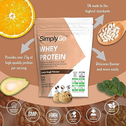 SimplyGo Whey Protein Powder | 900g | Simply Add 30g to Water, Juice or Shakes (Cookie Dough) Simply SupplementsBuy Supplements Australia