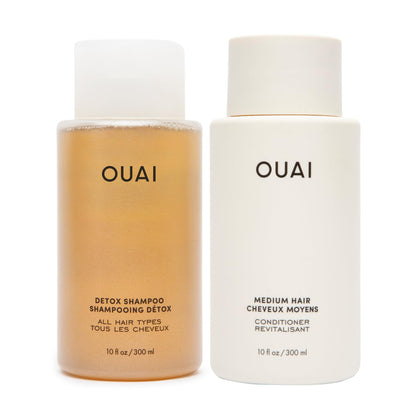 OUAI Detox Shampoo & Medium Hair Conditioner Bundle - Clarifying Shampoo for Build Up, Dirt, Oil, Product and Hard Water & Hydrating Conditioner for Medium Hair (2 Count) OUAIBuy Supplements Australia