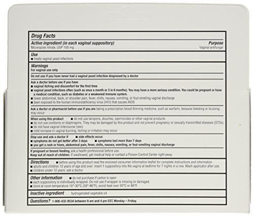 Miconazole 7 Day Vaginal Suppositories 100 mg - 7 ea MiconazoleBuy Supplements Australia
