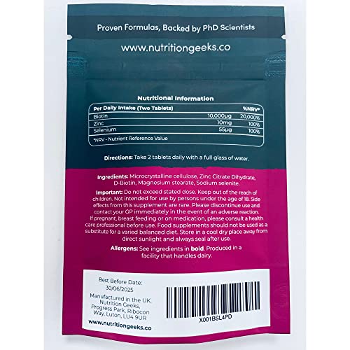 Nutrition Geeks Biotin Hair Growth Supplement - 180 Tablets Enhanced with Zinc Nutrition GeeksBuy Supplements Australia