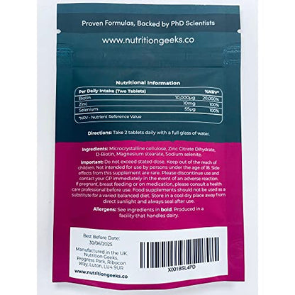 Nutrition Geeks Biotin Hair Growth Supplement - 180 Tablets Enhanced with Zinc Nutrition GeeksBuy Supplements Australia