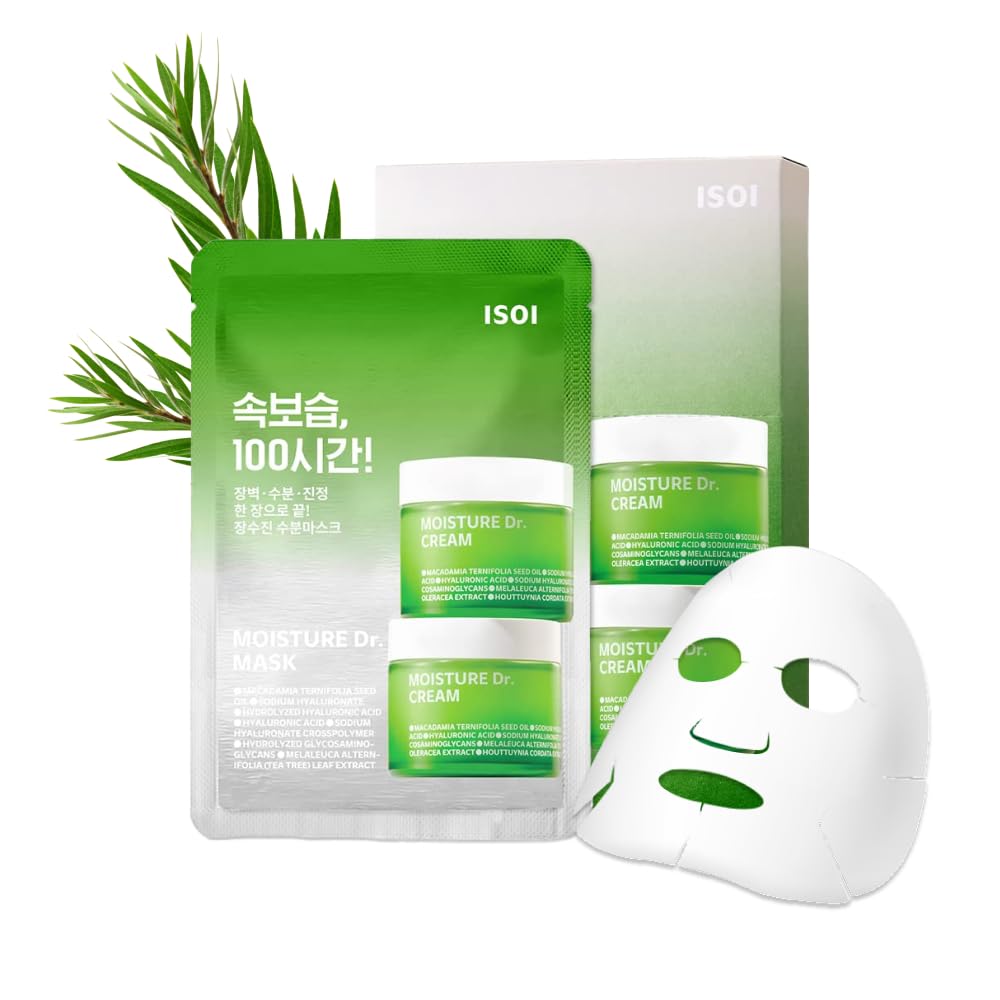 ISOI Moisture Dr. Mask Pack, Hydrating & Soothing Korean Sheet Mask for Face with Tea Tree, Ceramide & Hyaluronic Acid, Nourishing Skin Barrier Care, Korean Skin Care (10EA) ISOI buy supplements Au