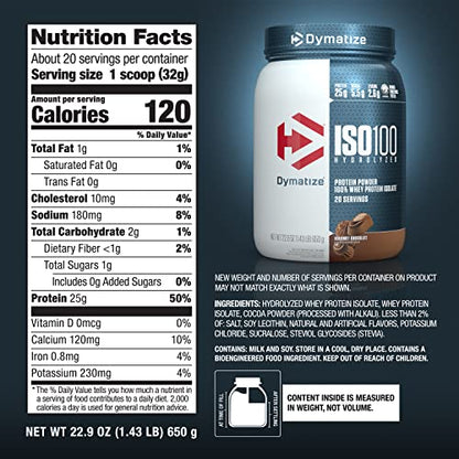 Dymatize ISO100 Hydrolyzed Protein Powder, 100% Whey Isolate , 25g of Protein, 5.5g BCA DymatizeBuy Supplements Australia