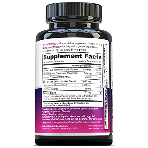 Myo-Inositol D-Chiro Women's Hormone Balance Supplement - 40:1 Myo-Inositol & D-ChiroInositol Blend with DIM for Hormone Balance for Women - Health Vitamins for Skin, Energy, & Cycle Support (1 Month) VitauthorityBuy Supplements Australia