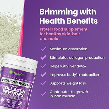 JeaKen - Unflavored Collagen Peptides Powder from Grass-Fed Bovine Sources - Sugar-Free Hydrolyzed Collagen JeaKenBuy Supplements Australia