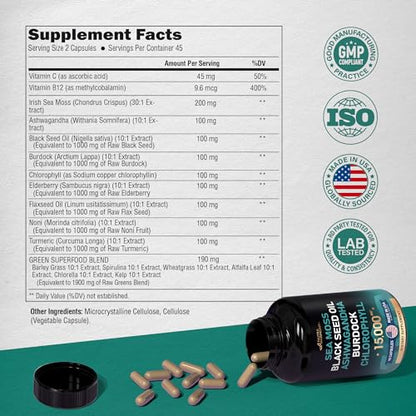 Irish Sea Moss | Black Seed Oil | Ashwagandha | Burdock | Chlorophyll | Supergreens NUTRAHARMONYBuy Supplements Australia