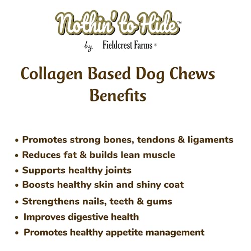 Fieldcrest Farms Nothin’ to Hide Collagen & Bully Small Rolls, 5 Inch, Beef Bully Flavor, Highly Digestible Chews That Support Skin, Coat, Joints & Muscles, for Moderate Chewers Under 25 Lbs, 2 Pack Fieldcrest FarmsBuy Supplements Australia