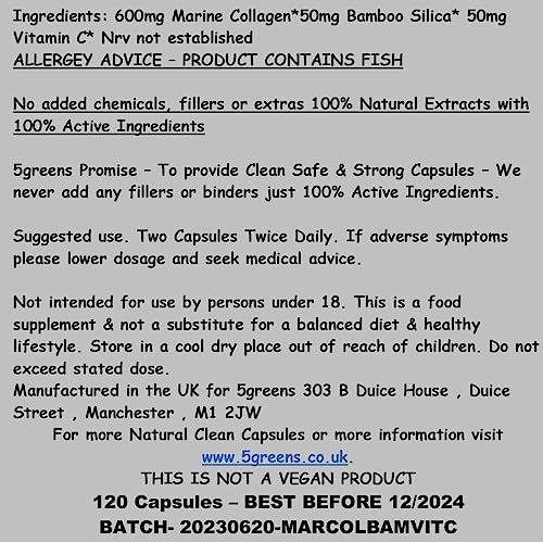 Marine Collagen Capsules 2400mg - Collagen Capsules with Bamboo & Vitamin C 5greensBuy Supplements Australia
