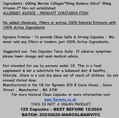 Marine Collagen Capsules 2400mg - Collagen Capsules with Bamboo & Vitamin C 5greensBuy Supplements Australia