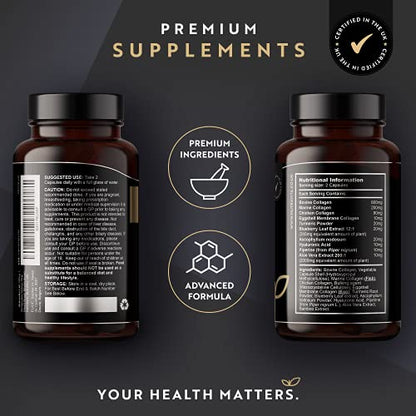 Premium Multi Collagen Protein Capsules with Type I, II, III - Includes Hydrolysed Grass NutravitaBuy Supplements Australia