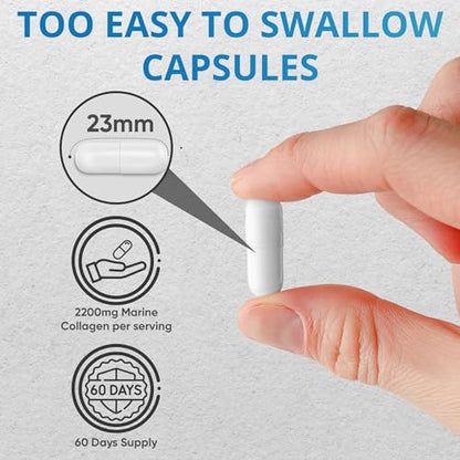 Applied vitamin Marine Collagen Capsules 2000mg-Enhance with Hyaluronic Acid, Zinc, Vitamin C & Biotin 120 Applied VitaminBuy Supplements Australia