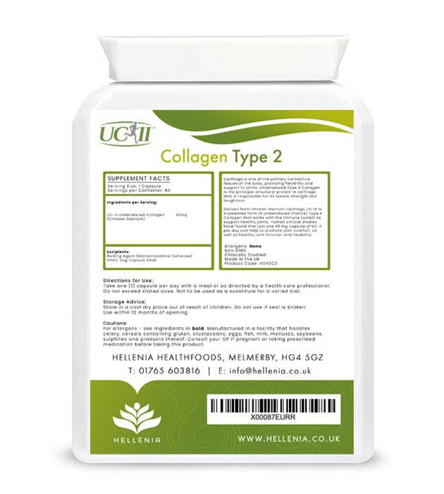 UC-II® Collagen Type 2-40mg - 60 Capsules | Joint Support | Manufactured in The UK HelleniaBuy Supplements Australia