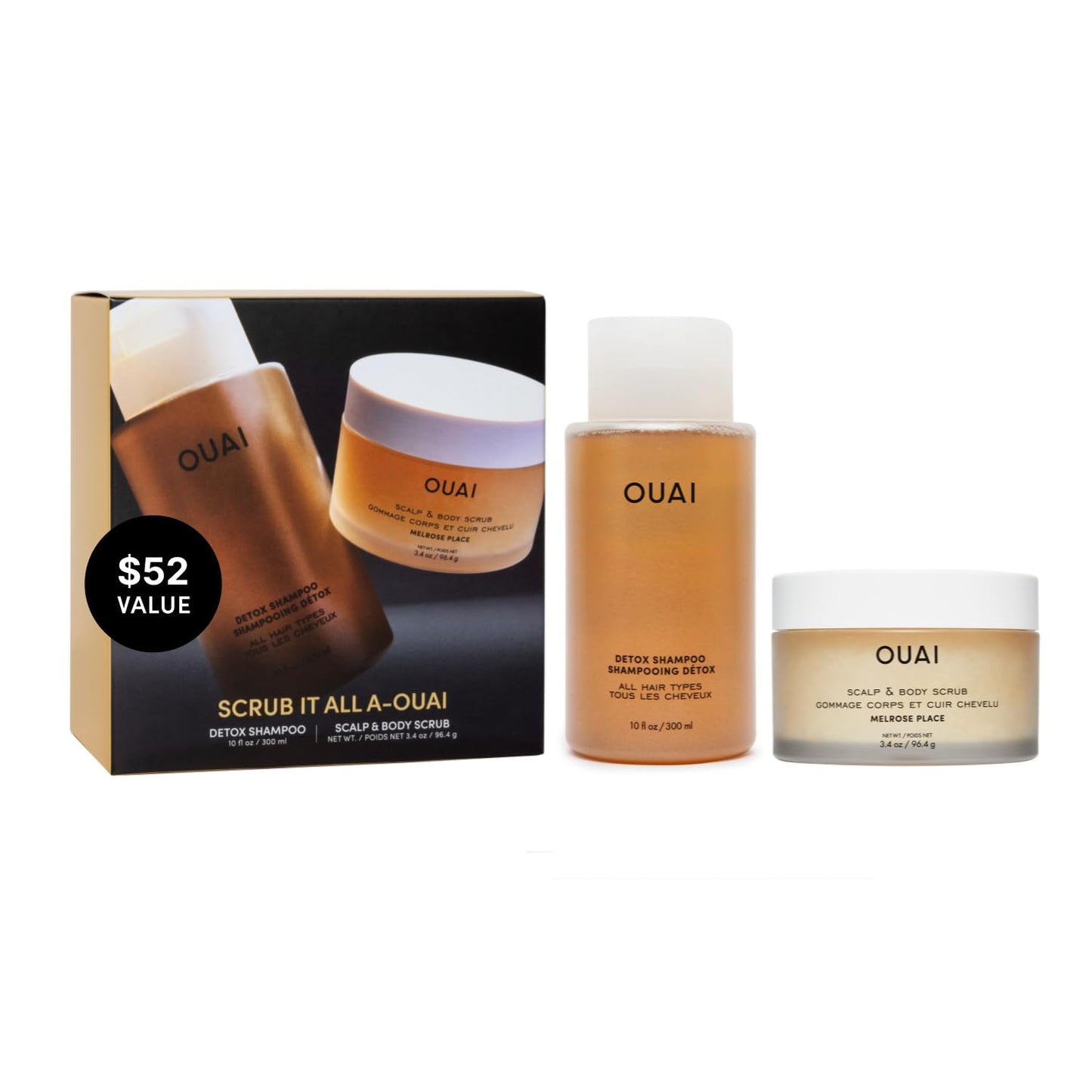 OUAI Hair Care Set - Clarifying Shampoo & Exfoliating Scalp Scrub - Deep Cleansing & Balancing - Hair Care Kit with Detox Shampoo & Travel Size Sugar Scrub for Scalp (2 Count) OUAIBuy Supplements Australia
