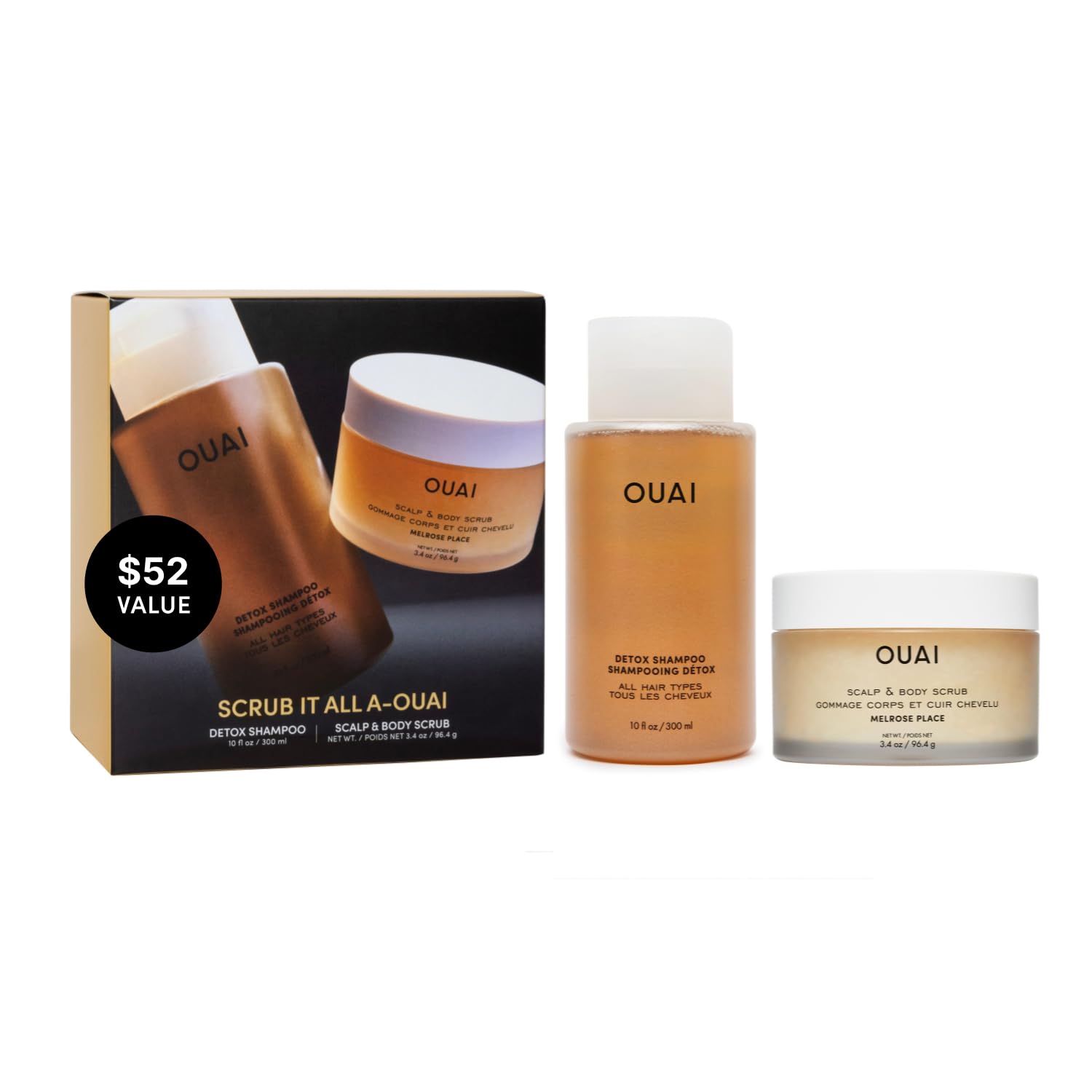 OUAI Hair Care Set - Clarifying Shampoo & Exfoliating Scalp Scrub - Deep Cleansing & Balancing - Hair Care Kit with Detox Shampoo & Travel Size Sugar Scrub for Scalp (2 Count) OUAIBuy Supplements Australia