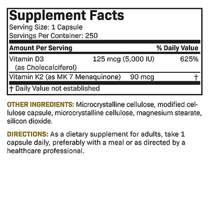 Futurebiotics Vitamin K2 (MK7) with D3 Supplement - Non-GMO Formula - 5000 IU Vitamin FuturebioticsBuy Supplements Australia