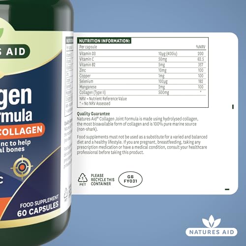 Natures Aid Collagen Joint Formula with Vitamin C, Copper and Manganese, Cartilage and Joint Health, 60 Capsules natures aidBuy Supplements Australia