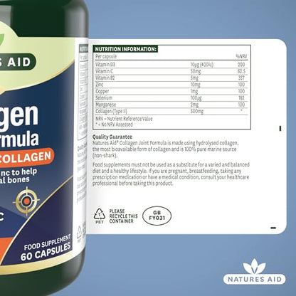 Natures Aid Collagen Joint Formula with Vitamin C, Copper and Manganese, Cartilage and Joint Health, 60 Capsules natures aidBuy Supplements Australia