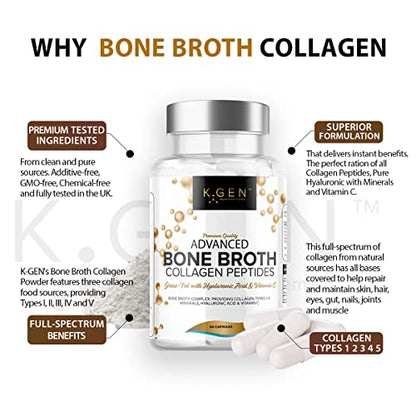 Pure Bone Broth Collagen Supplement Capsules Grass Fed Advanced Blend of Multi Collagen K GEN rejuvenation nutritionBuy Supplements Australia