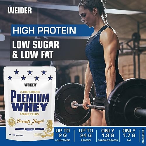 Weider Premium Whey (500g) Chocolate-Nougat Flavour. Ultrafiltrated Proteins from Whey Protein WeiderBuy Supplements Australia