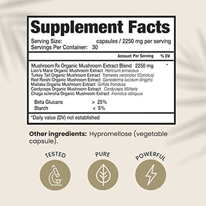 HPD Rx Mushroom Rx Organic Mushroom Extract Blend Max Immunity Dose, Lion’s Mane HPD RxBuy Supplements Australia