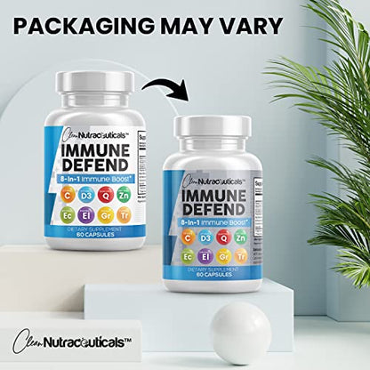 Immune Defense Support Supplement 8 in 1 w/Zinc 50mg Quercetin, VIT C