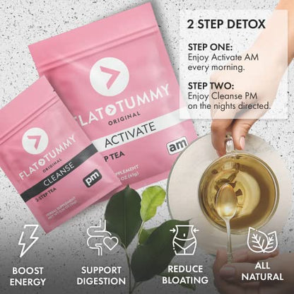 Flat Tummy Tea – 2-step, 4 Week Program – Detox Tea to Boost Energy & Reduce Bloating Flat Tummy TeaBuy Supplements Australia